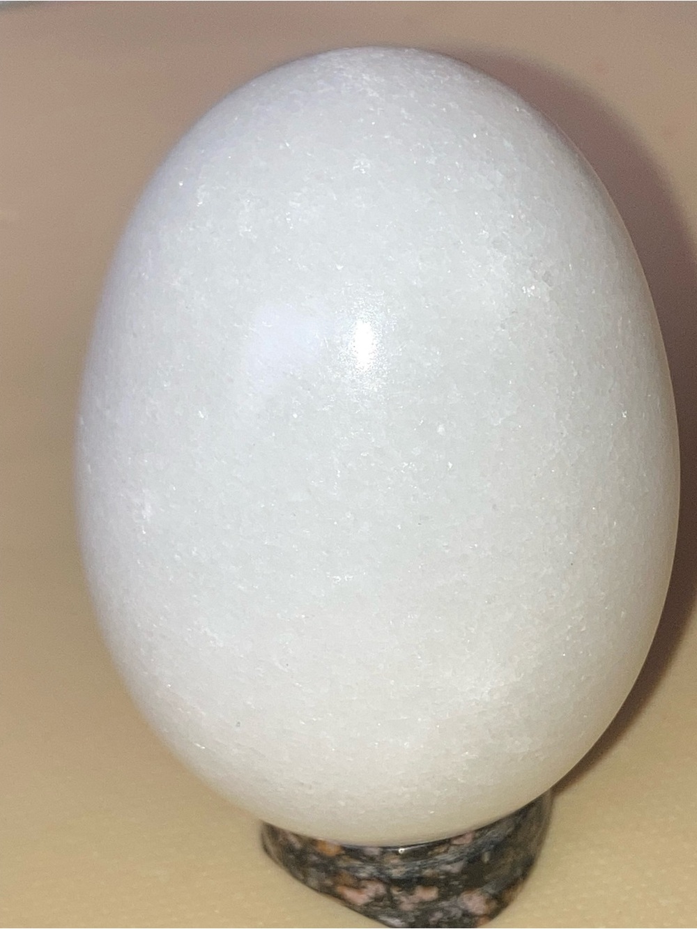 White Jade Decorative Stone Egg Sculpture - Home Art Accent - Picture 2 of 7